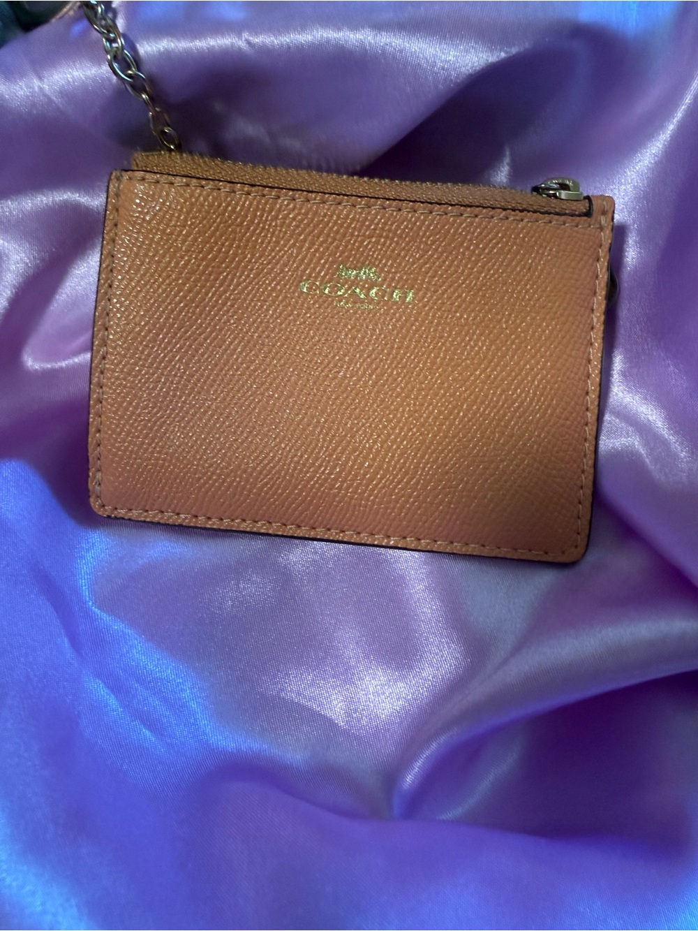 COACH Tan Card Case Wallet with Chain